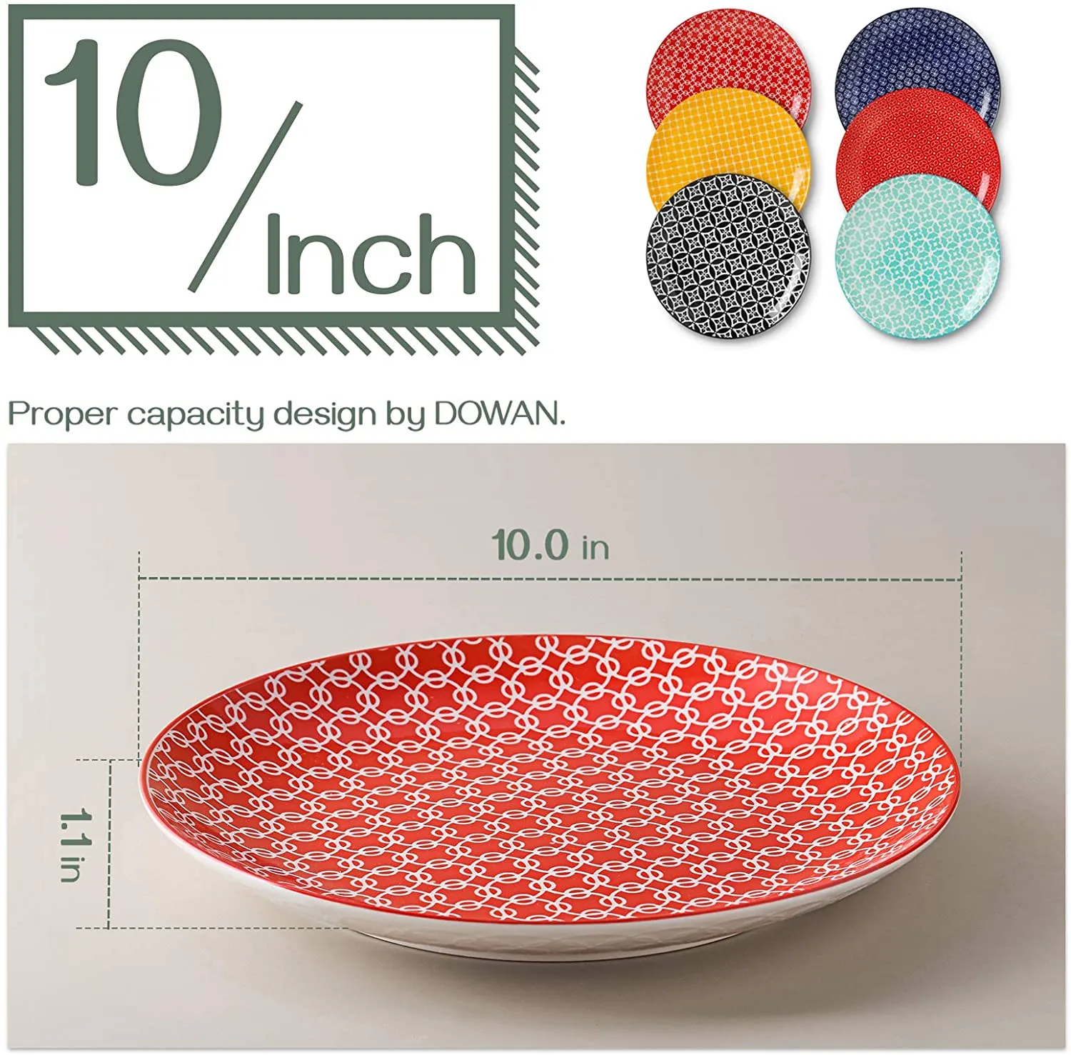 10" Ceramic Dinner Plates-Vibrant Colors