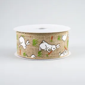 1.5" Bunny & Carrots Ribbon: Natural (10 Yards)