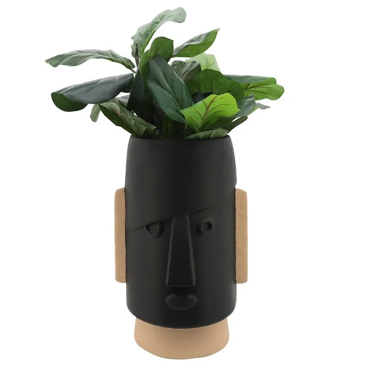 22" Polyresin Comic Face Planter - Black