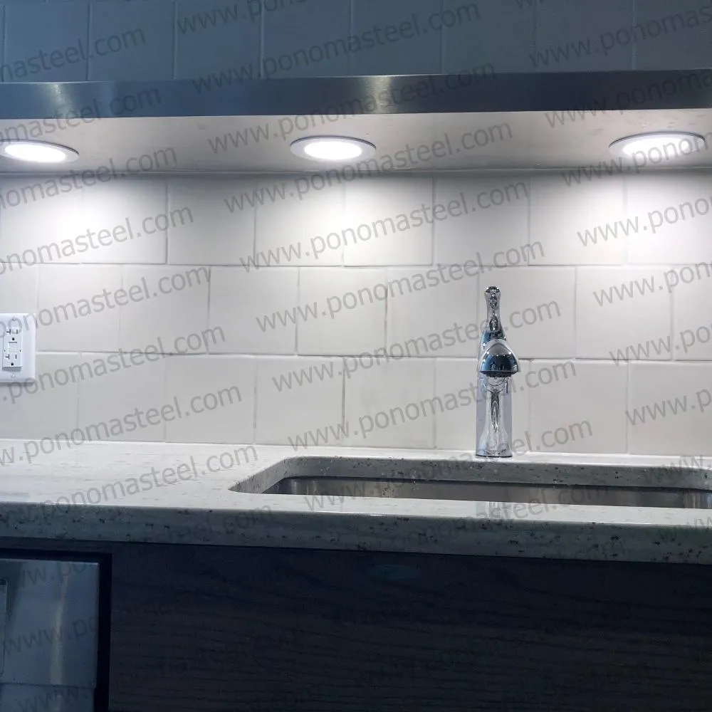24"x12"x2.0" (cm. 61x30.5x5.1) brushed stainless floating shelf with 2 LED lights