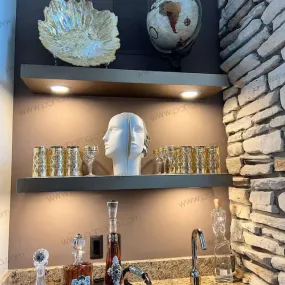 24"x12"x2.0" (cm. 61x30.5x5.1) brushed stainless floating shelf with 2 LED lights
