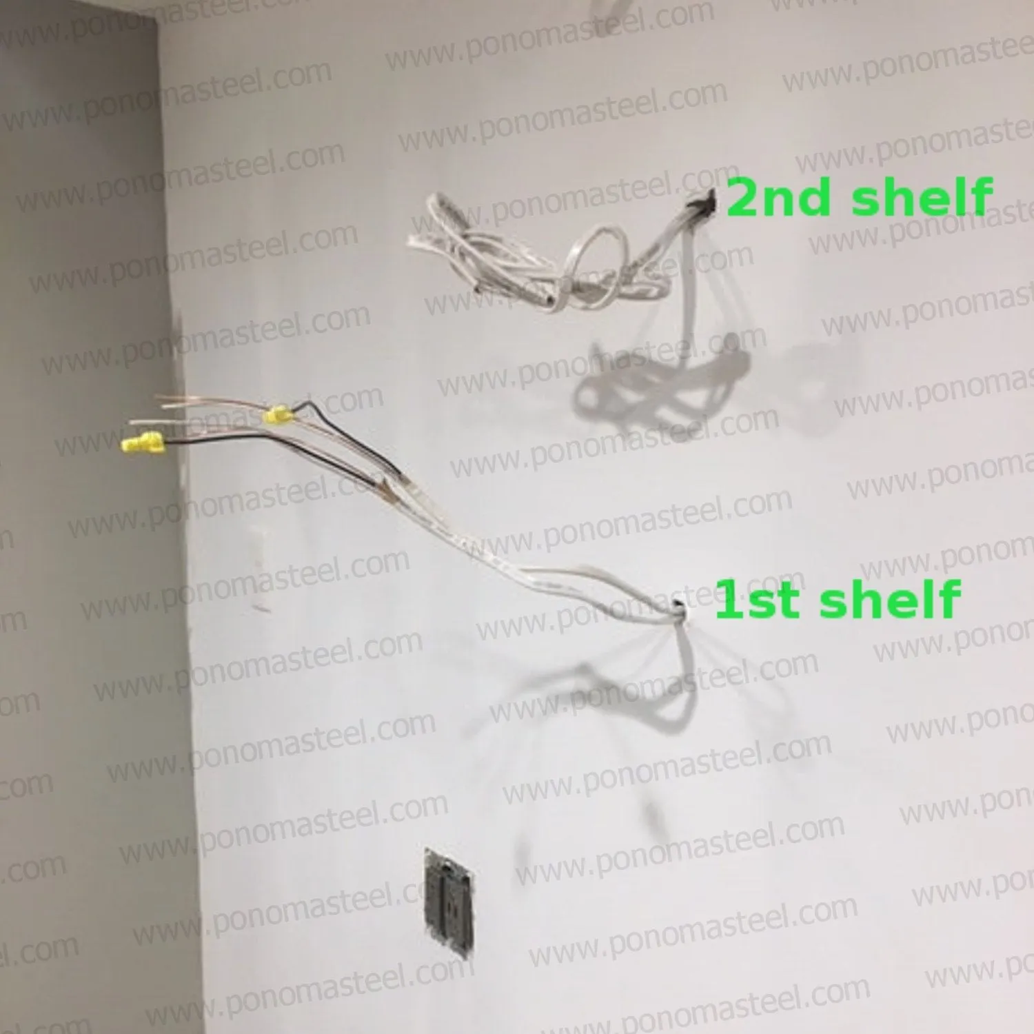 24"x12"x2.0" (cm. 61x30.5x5.1) brushed stainless floating shelf with 2 LED lights