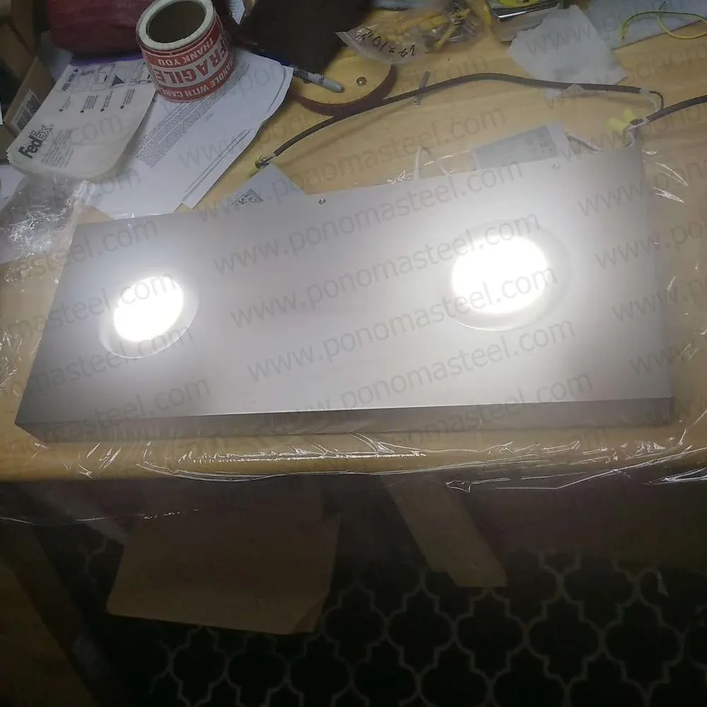 24"x12"x2.0" (cm. 61x30.5x5.1) brushed stainless floating shelf with 2 LED lights