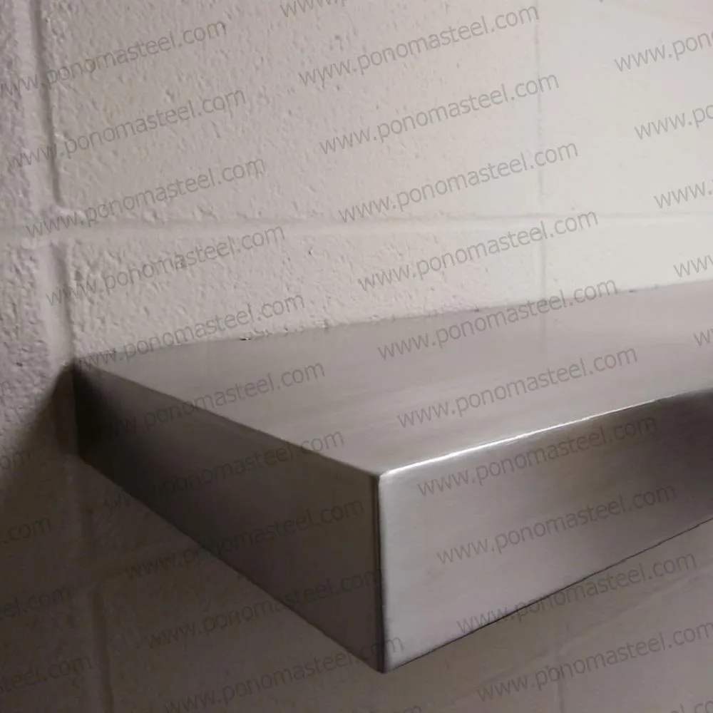 24"x12"x2.0" (cm. 61x30.5x5.1) brushed stainless floating shelf with 2 LED lights