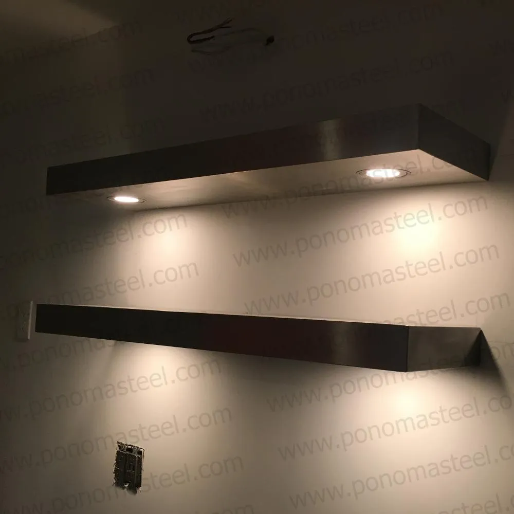 30"x10"x2.0" (cm.76x25.4x5.1) painted stainless steel floating shelf