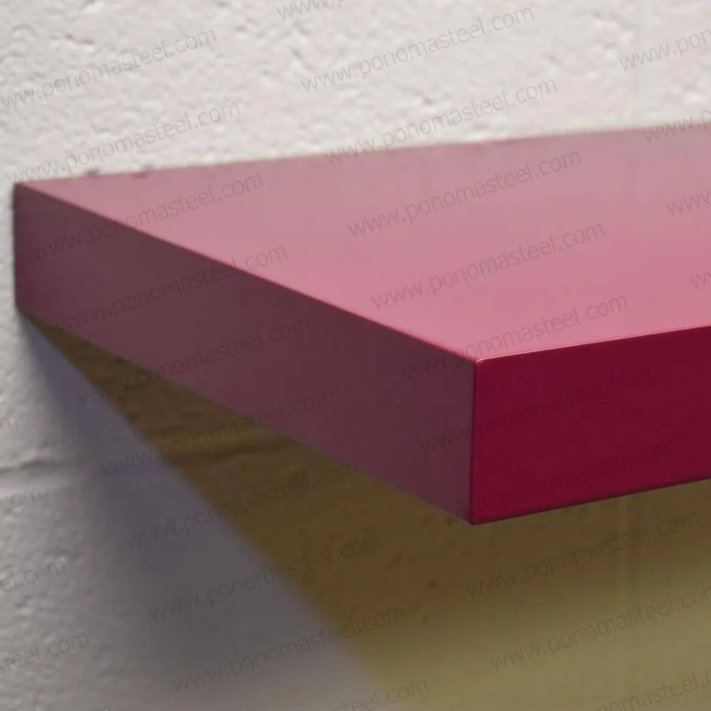 30"x10"x2.0" (cm.76x25.4x5.1) painted stainless steel floating shelf