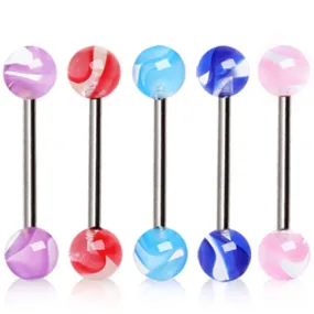 316L Surgical Steel Barbell with Swirl Ribbon Acrylic Balls