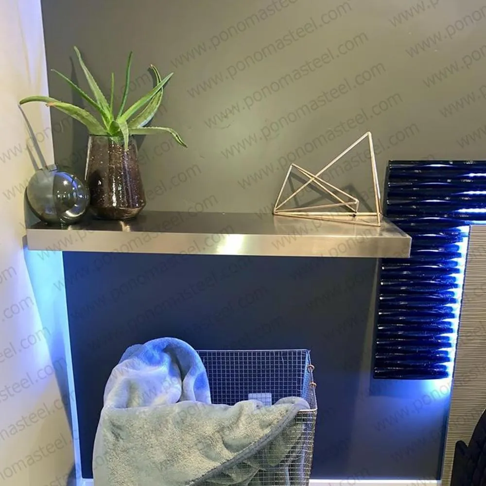 36"x12"x2.0" (cm.91x30.5x5.1) brushed stainless steel floating shelf