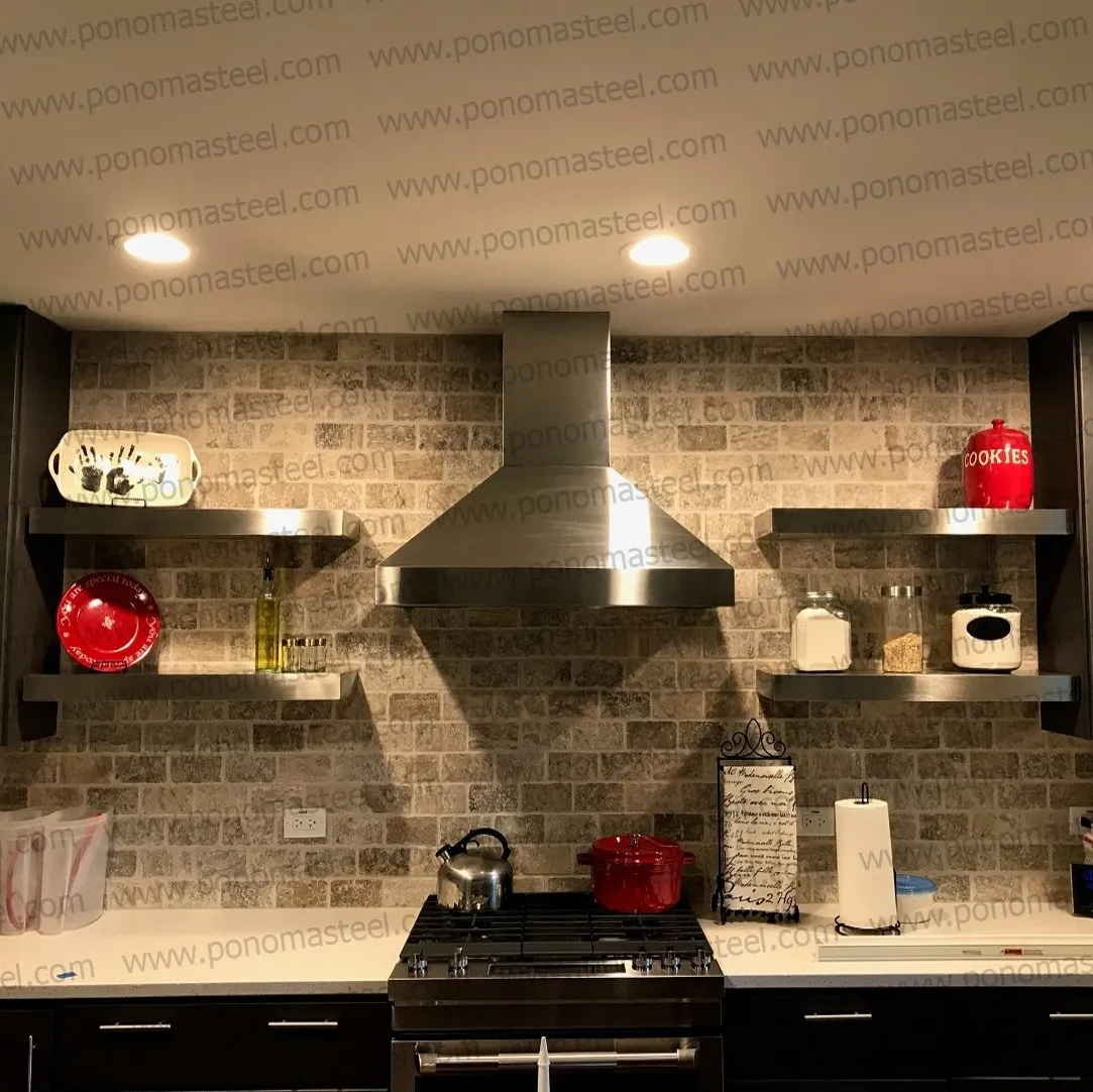 36"x12"x2.0" (cm.91x30.5x5.1) brushed stainless steel floating shelf