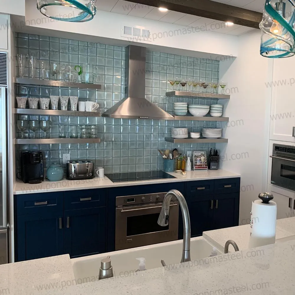 36"x12"x2.0" (cm.91x30.5x5.1) brushed stainless steel floating shelf