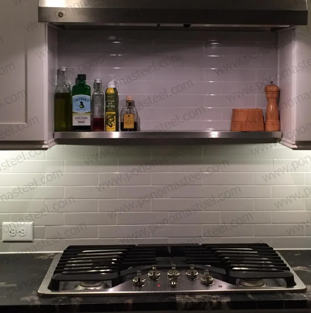 36"x12"x2.0" (cm.91x30.5x5.1) brushed stainless steel floating shelf