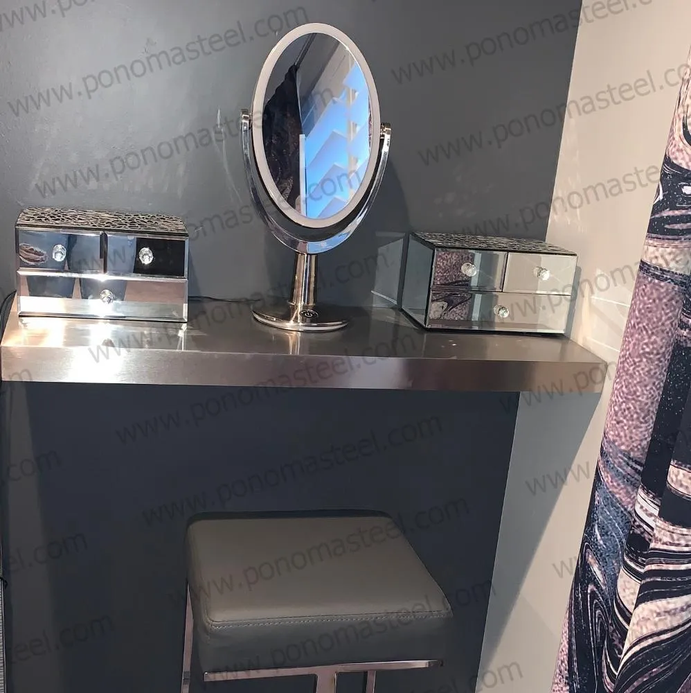 36"x12"x2.0" (cm.91x30.5x5.1) brushed stainless steel floating shelf
