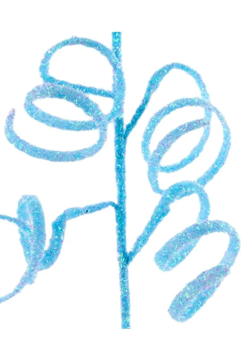39" Iridescent Curly Hanging Spray: Soft Blue