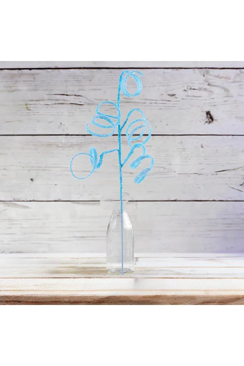 39" Iridescent Curly Hanging Spray: Soft Blue