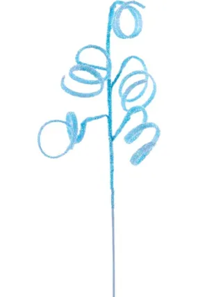 39" Iridescent Curly Hanging Spray: Soft Blue