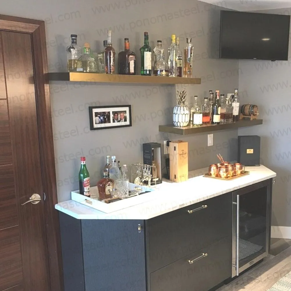 52"x10"x2.0" (cm.132x25.4x5.1) painted stainless steel floating shelf