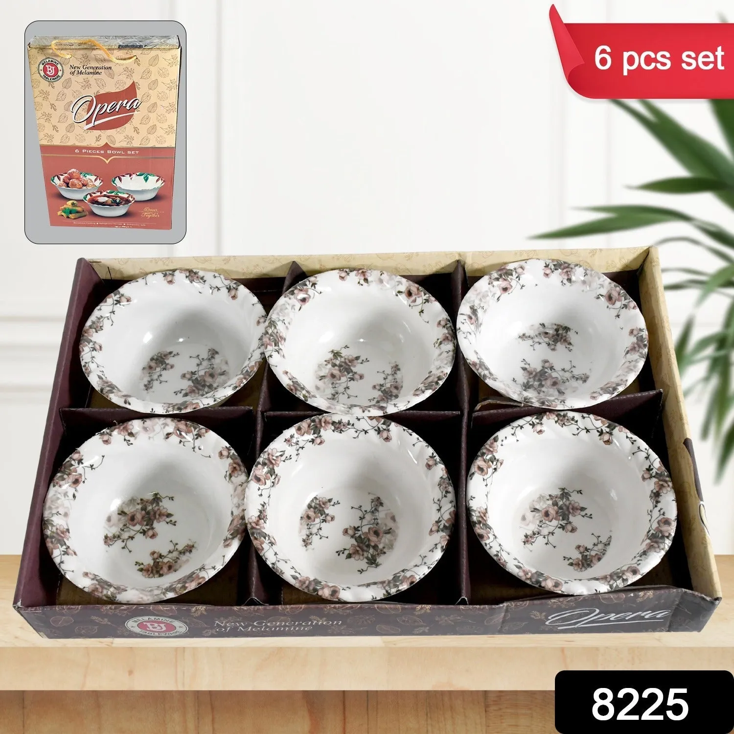 8225 Opera High Quality Plastic Ice-Cream Bowl, Home & Kitchen Serving Platter or Dessert Cup for Sundae, Sweets, Snacks, Fruit, Pudding, Nuts or Dip, Serving Bowls (Set of 6 pc)