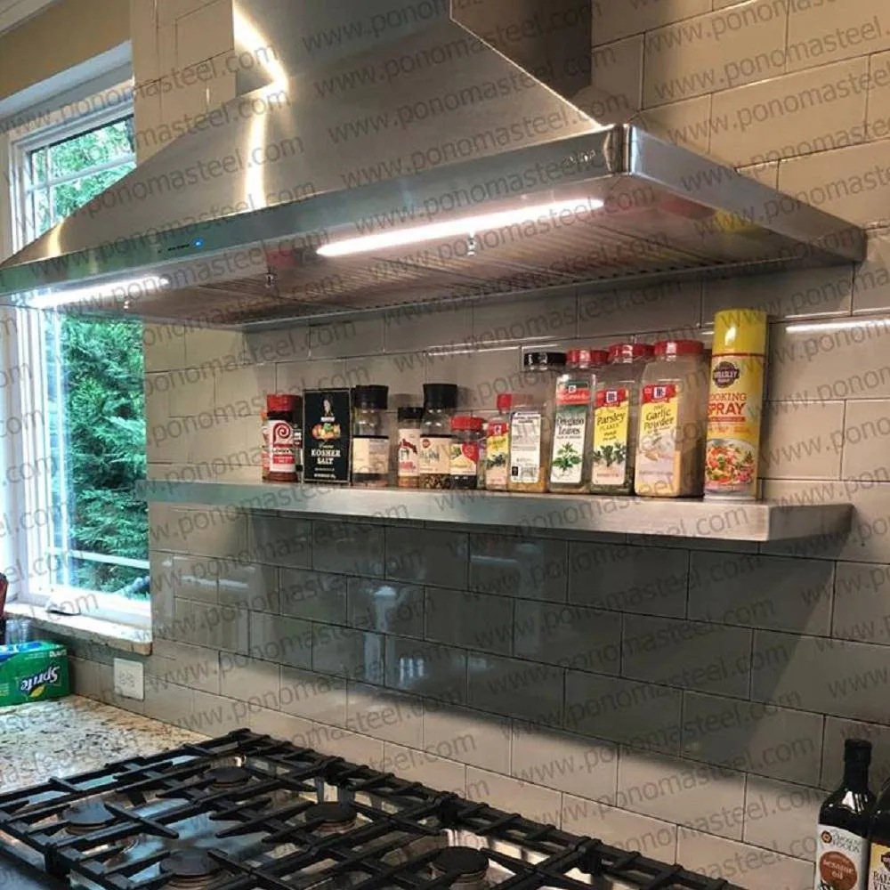 82"x6"x2.5" (cm.208.3x15.2x6.4) stainless steel floating Ponoma shelf