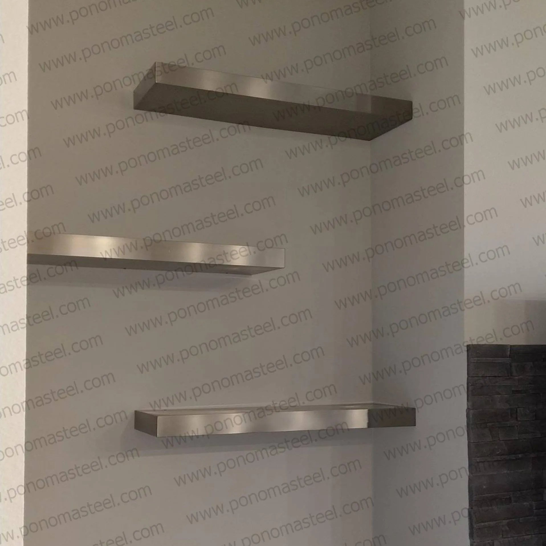 82"x6"x2.5" (cm.208.3x15.2x6.4) stainless steel floating Ponoma shelf