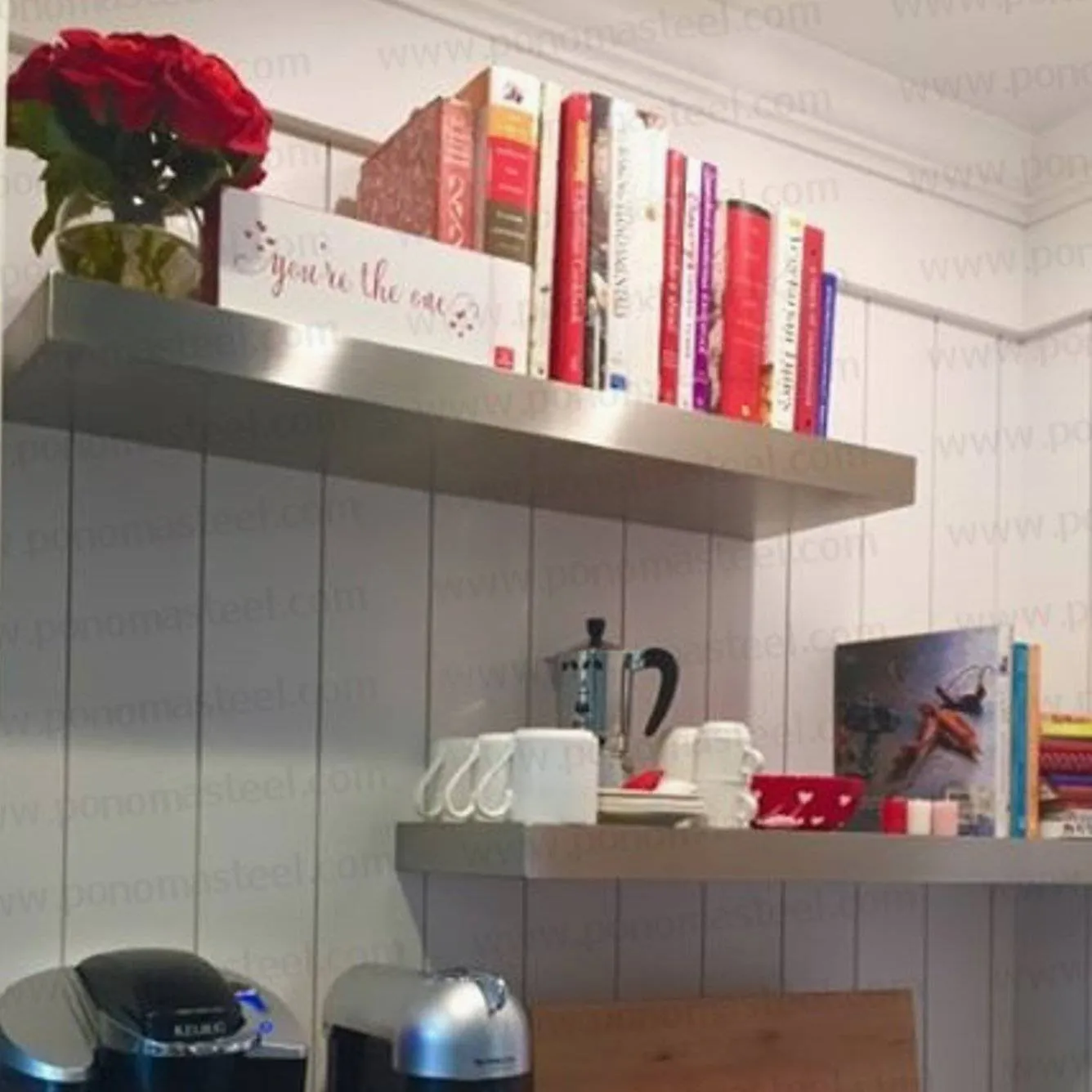 82"x6"x2.5" (cm.208.3x15.2x6.4) stainless steel floating Ponoma shelf