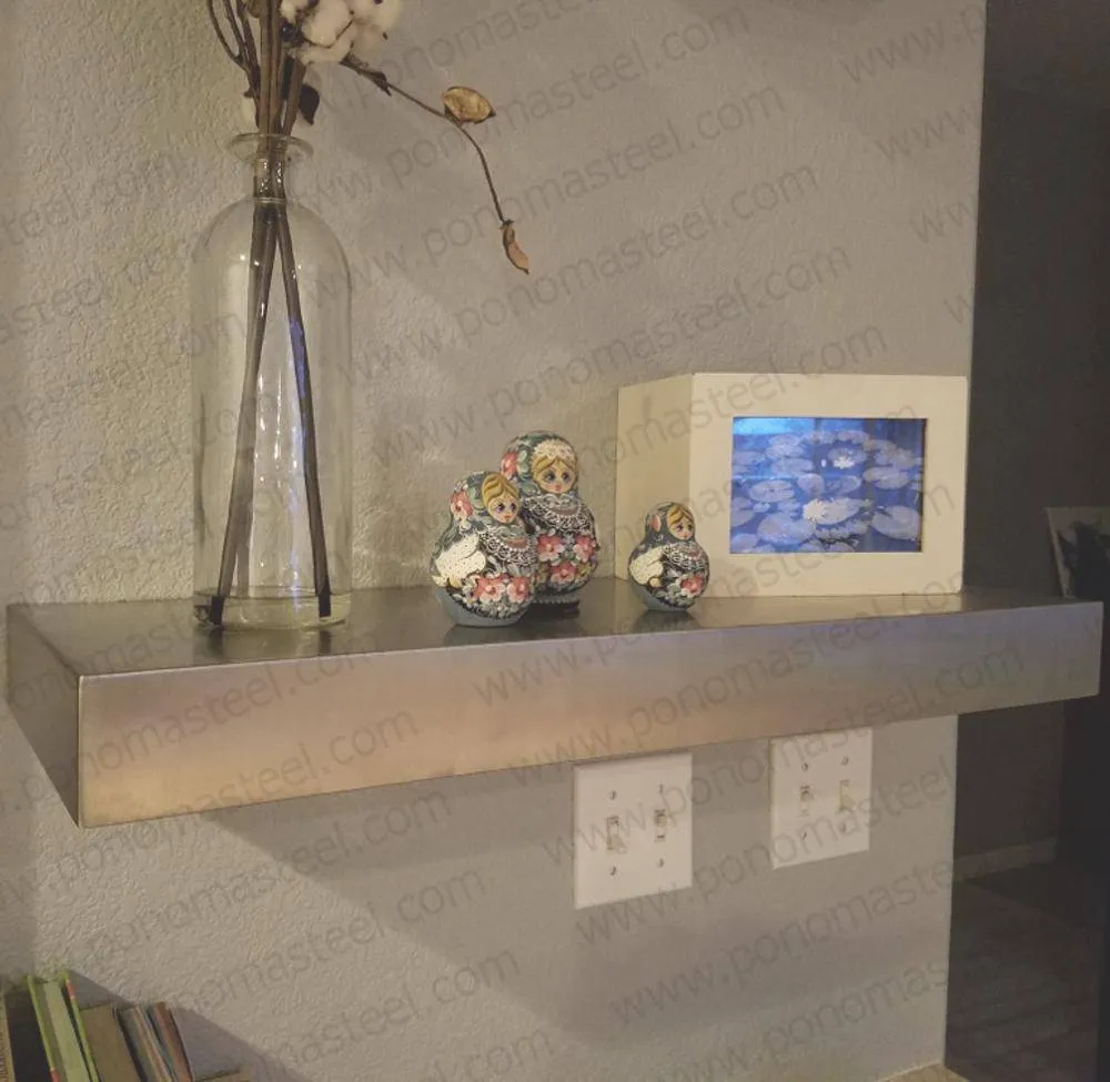 82"x6"x2.5" (cm.208.3x15.2x6.4) stainless steel floating Ponoma shelf
