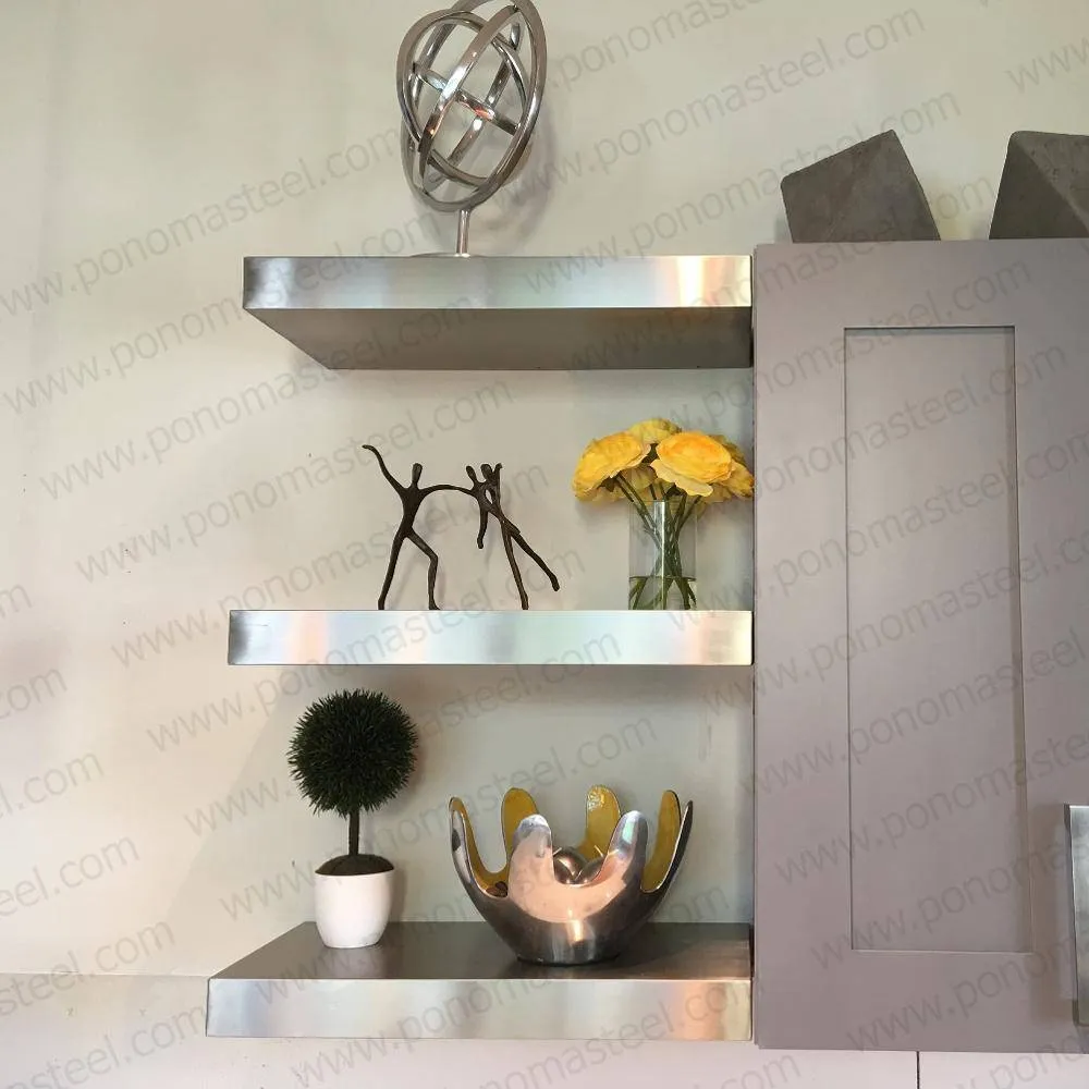 82"x6"x2.5" (cm.208.3x15.2x6.4) stainless steel floating Ponoma shelf
