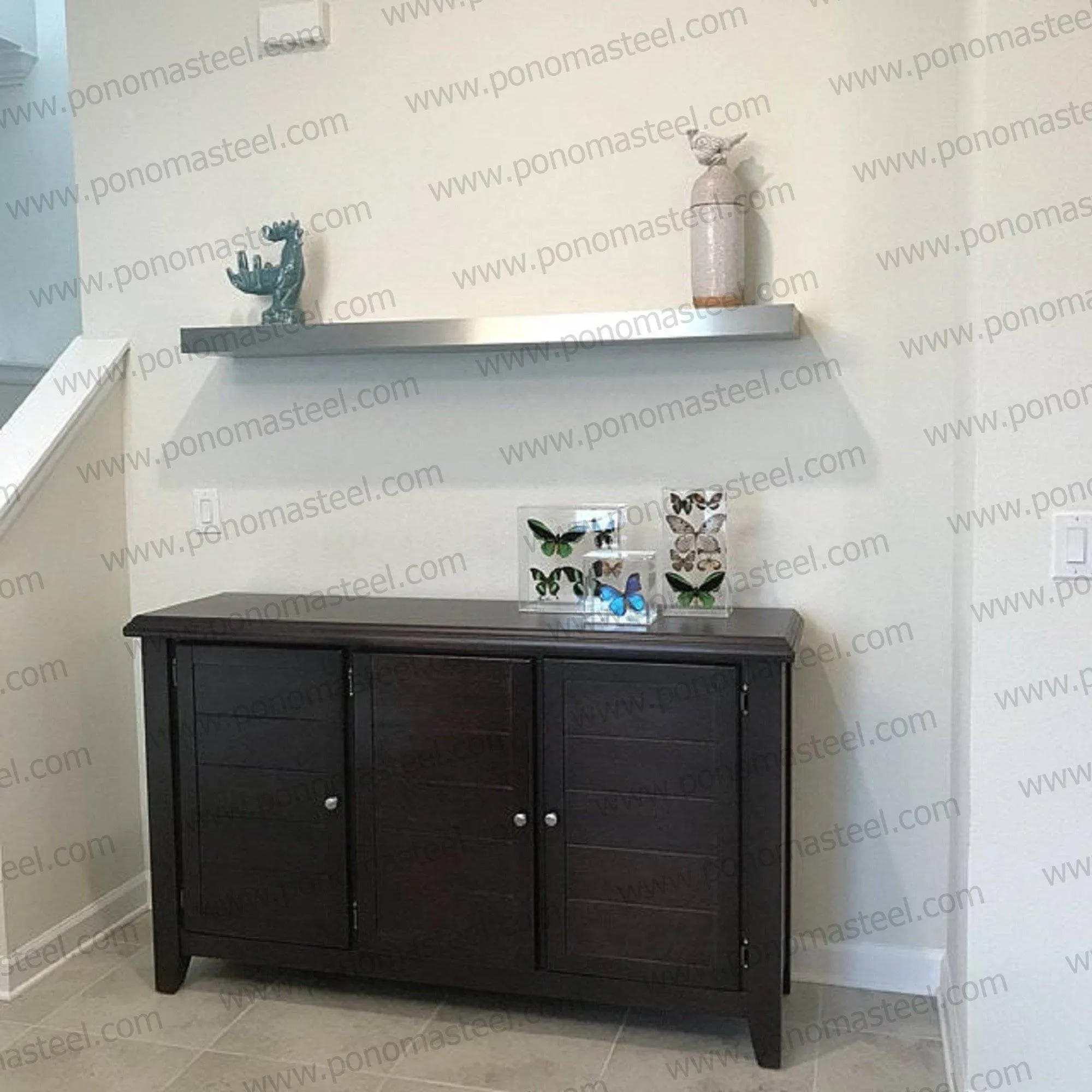 82"x6"x2.5" (cm.208.3x15.2x6.4) stainless steel floating Ponoma shelf