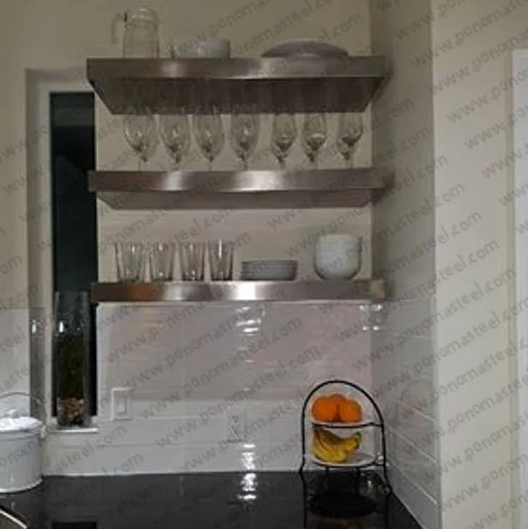 82"x6"x2.5" (cm.208.3x15.2x6.4) stainless steel floating Ponoma shelf