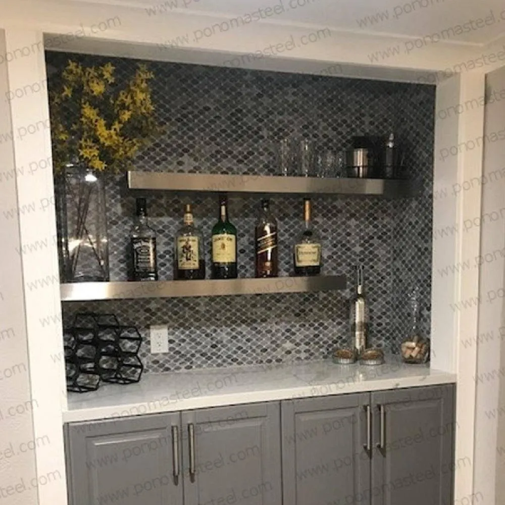 82"x6"x2.5" (cm.208.3x15.2x6.4) stainless steel floating Ponoma shelf