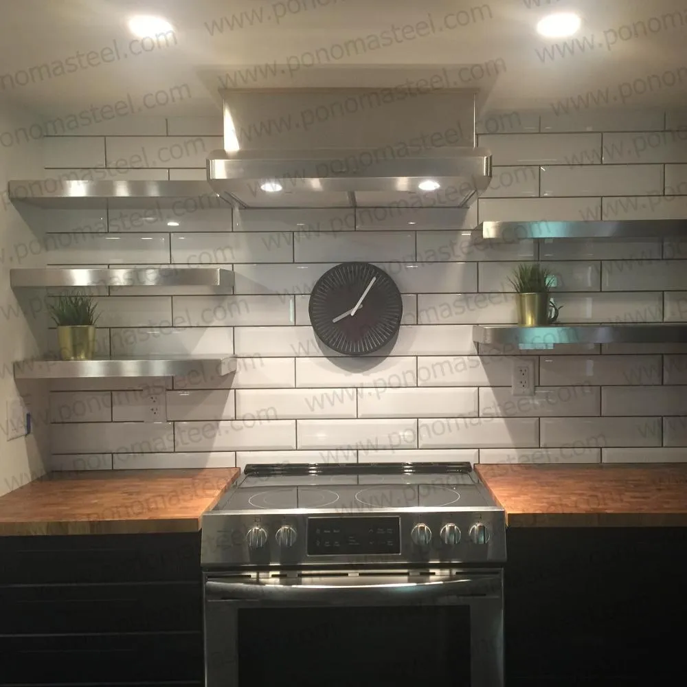 82"x6"x2.5" (cm.208.3x15.2x6.4) stainless steel floating Ponoma shelf