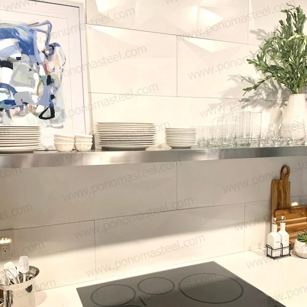 82"x6"x2.5" (cm.208.3x15.2x6.4) stainless steel floating Ponoma shelf