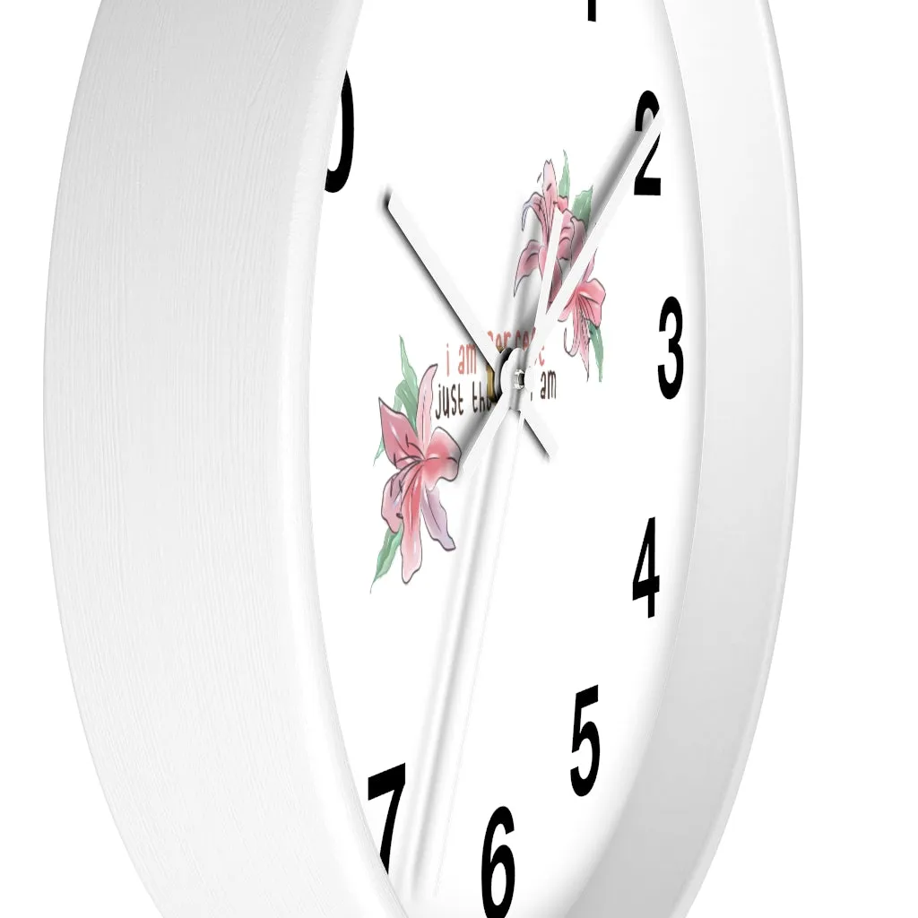 Affirmation Feminist pro choice Wall clock - I am perfect with flowers