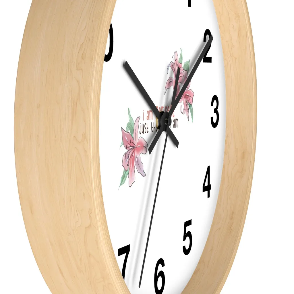 Affirmation Feminist pro choice Wall clock - I am perfect with flowers
