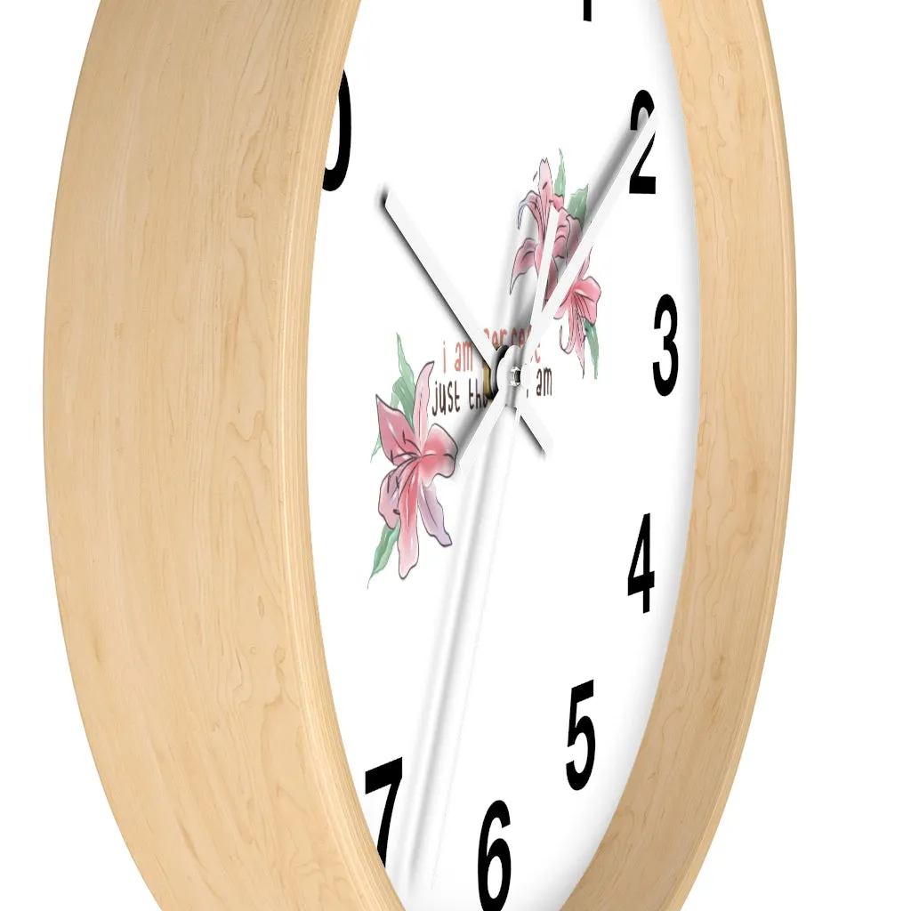 Affirmation Feminist pro choice Wall clock - I am perfect with flowers