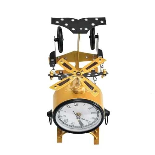 ANTLANTIC CREATIO Metal Table Clock Floral Decorative for Farm House/Living Room/Bedroom/Hall/Dining Hall Decoration with Antique Design & Glossy Finish Gold