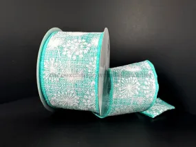 Aqua Tweed/White Dandelions, 2.5"X10Y 41511-40-45