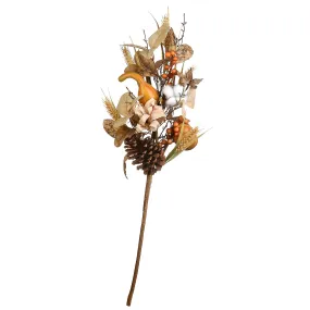 Artificial Autumn Bouquet, Set of Two, Decorated with Gourds, Berry Clusters, Pine Cones, Assorted Leaves, Autumn Collection, 28 Inches