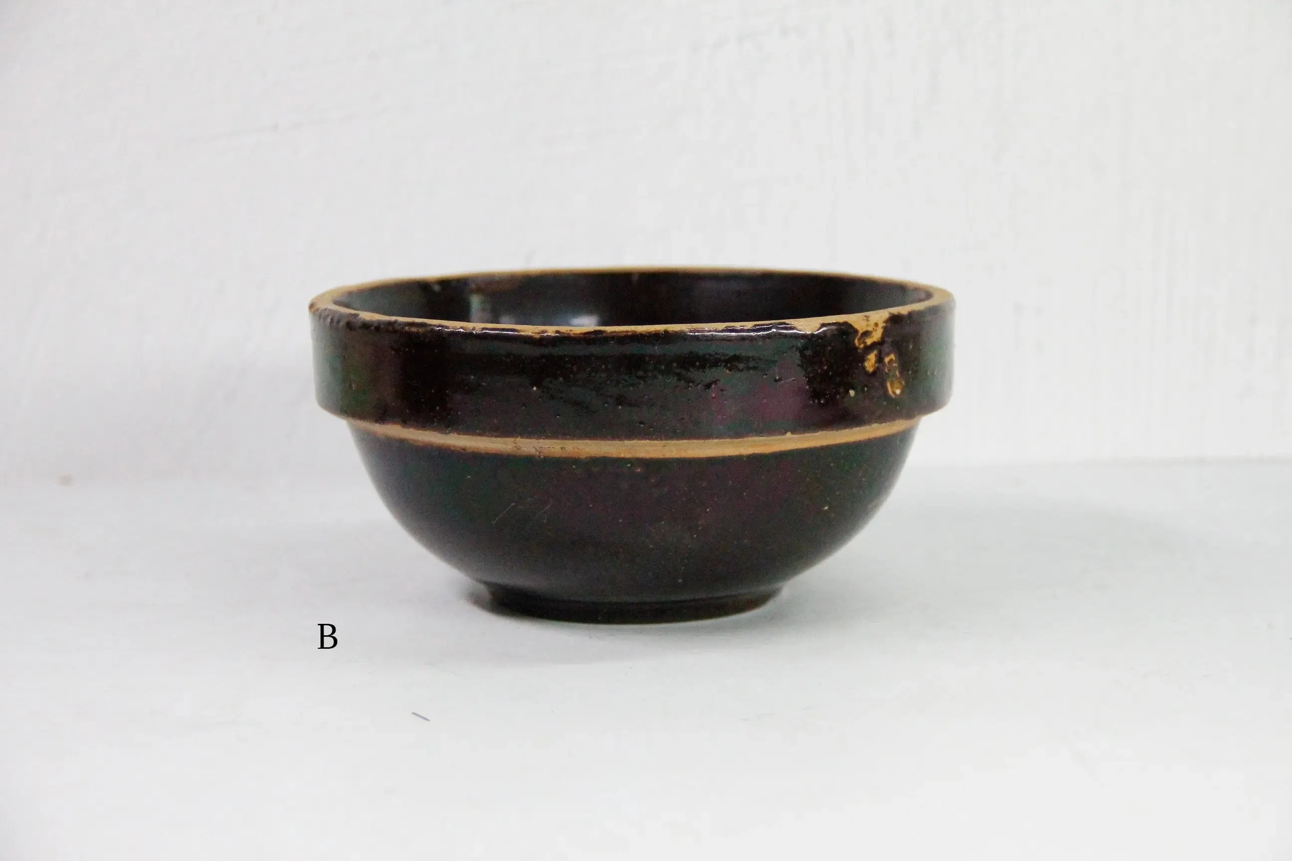 Assorted Antique Stoneware Bowl | Kitchen Crock Mixing Bowl-Brown