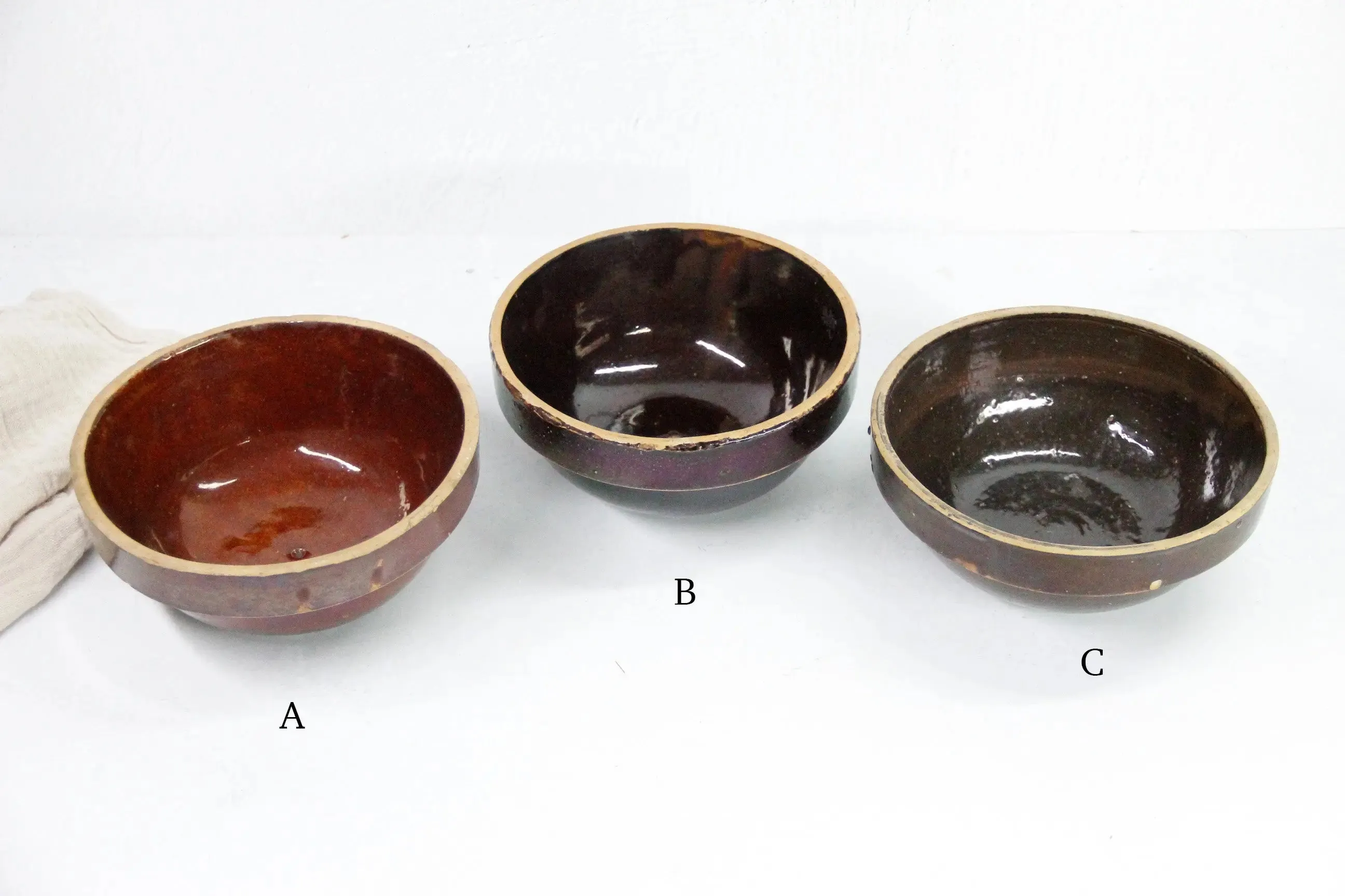 Assorted Antique Stoneware Bowl | Kitchen Crock Mixing Bowl-Brown