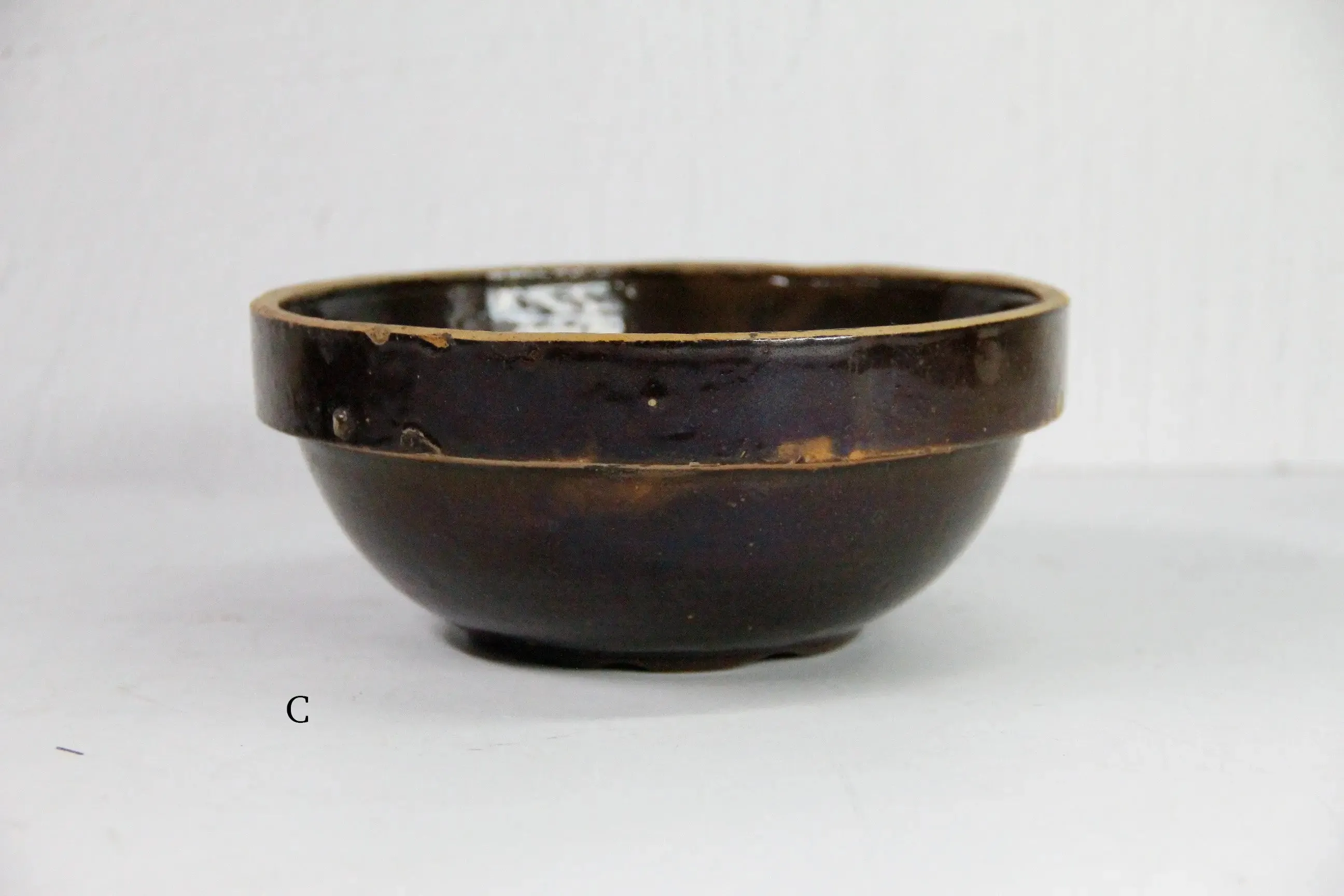 Assorted Antique Stoneware Bowl | Kitchen Crock Mixing Bowl-Brown
