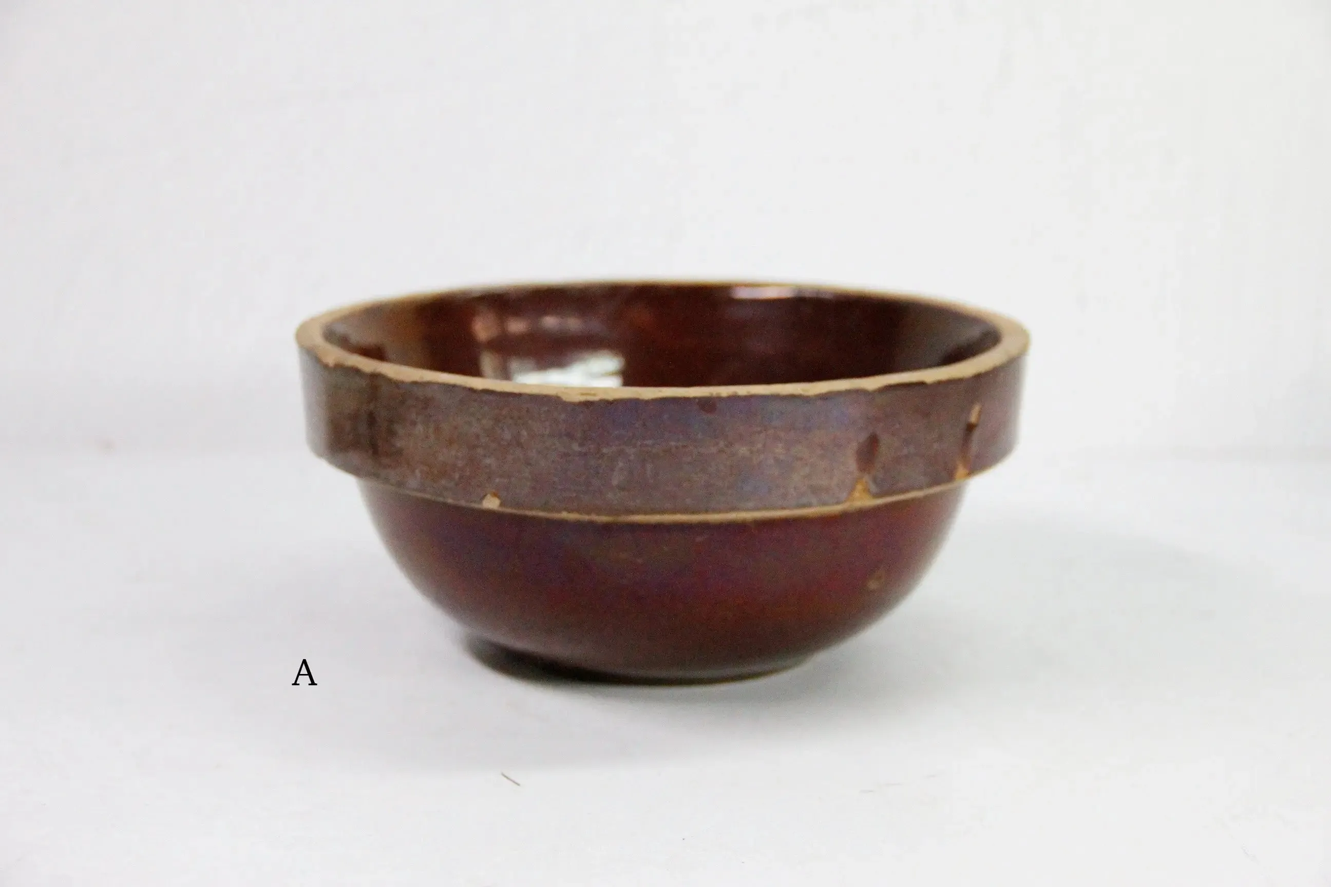 Assorted Antique Stoneware Bowl | Kitchen Crock Mixing Bowl-Brown