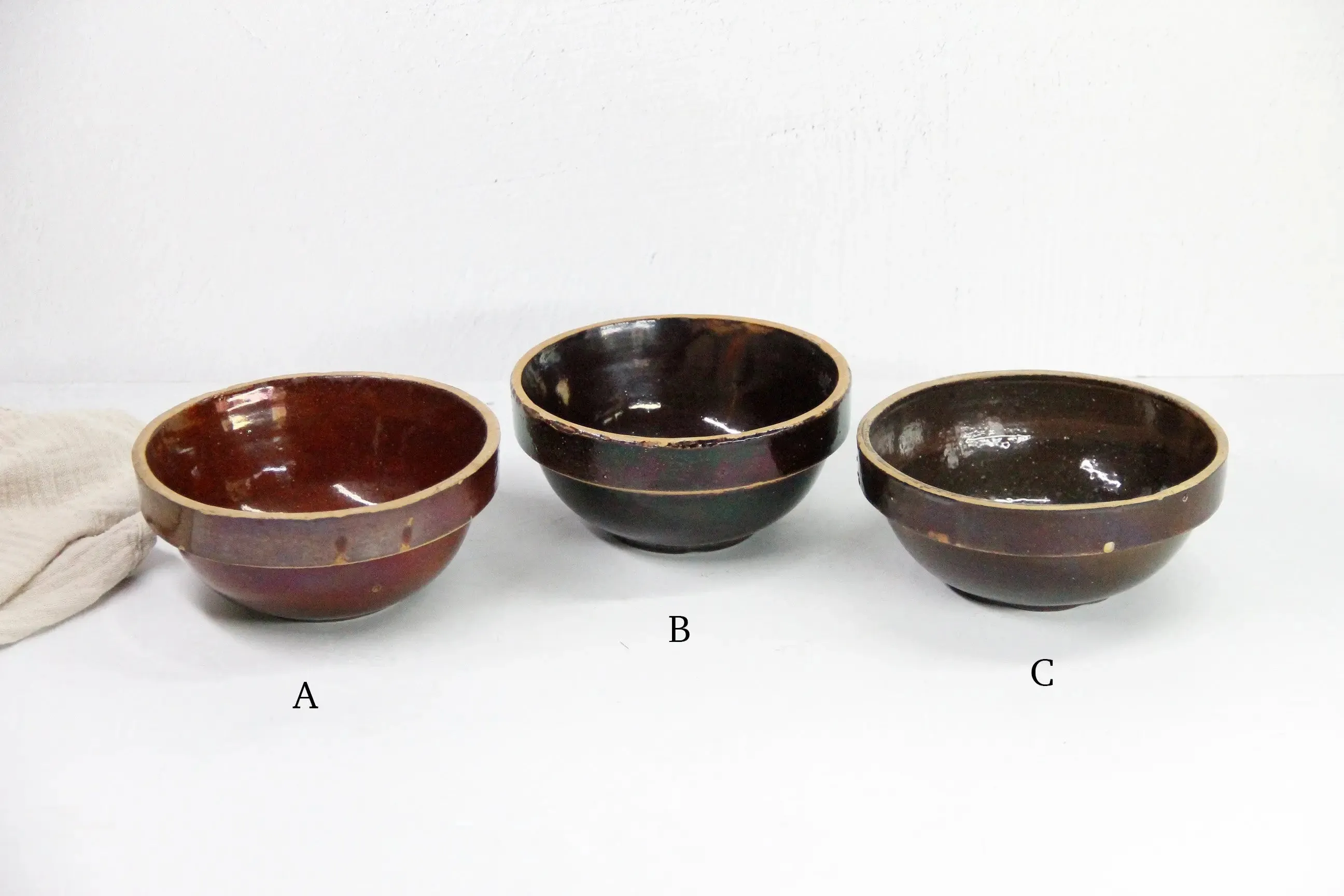 Assorted Antique Stoneware Bowl | Kitchen Crock Mixing Bowl-Brown