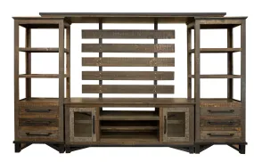 Aven 4-Piece Entertainment Wall Unit - Barnwood