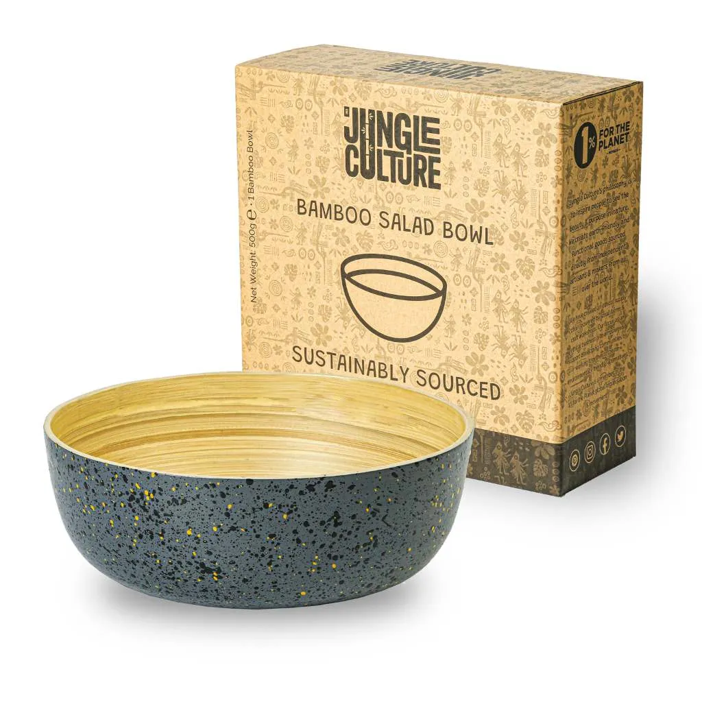 Bamboo Serving Bowl | Wooden Bowls (18cm /7" Diameter): Dark Grey