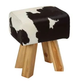 Bare Decor Juliet Genuine 100% Hide and Teak Vanity Stool Ottoman, Brown