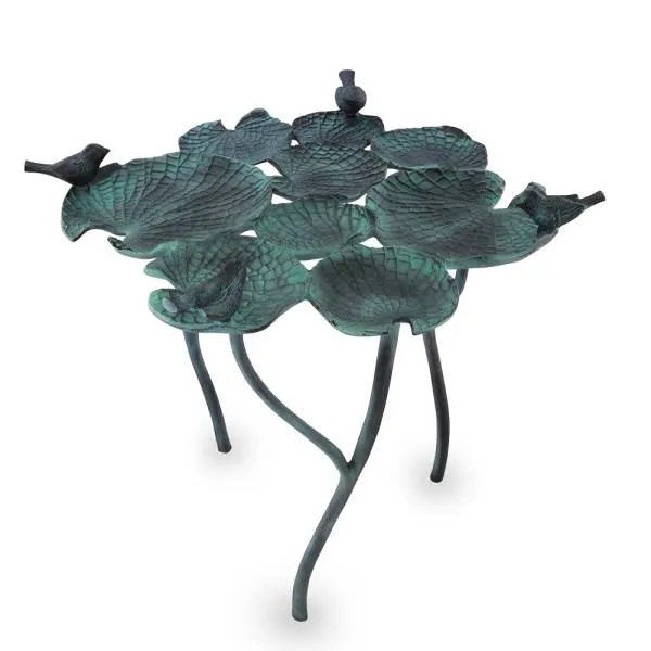 Bird Quartet on Leaves Birdfeeder/Birdbath By SPI Home