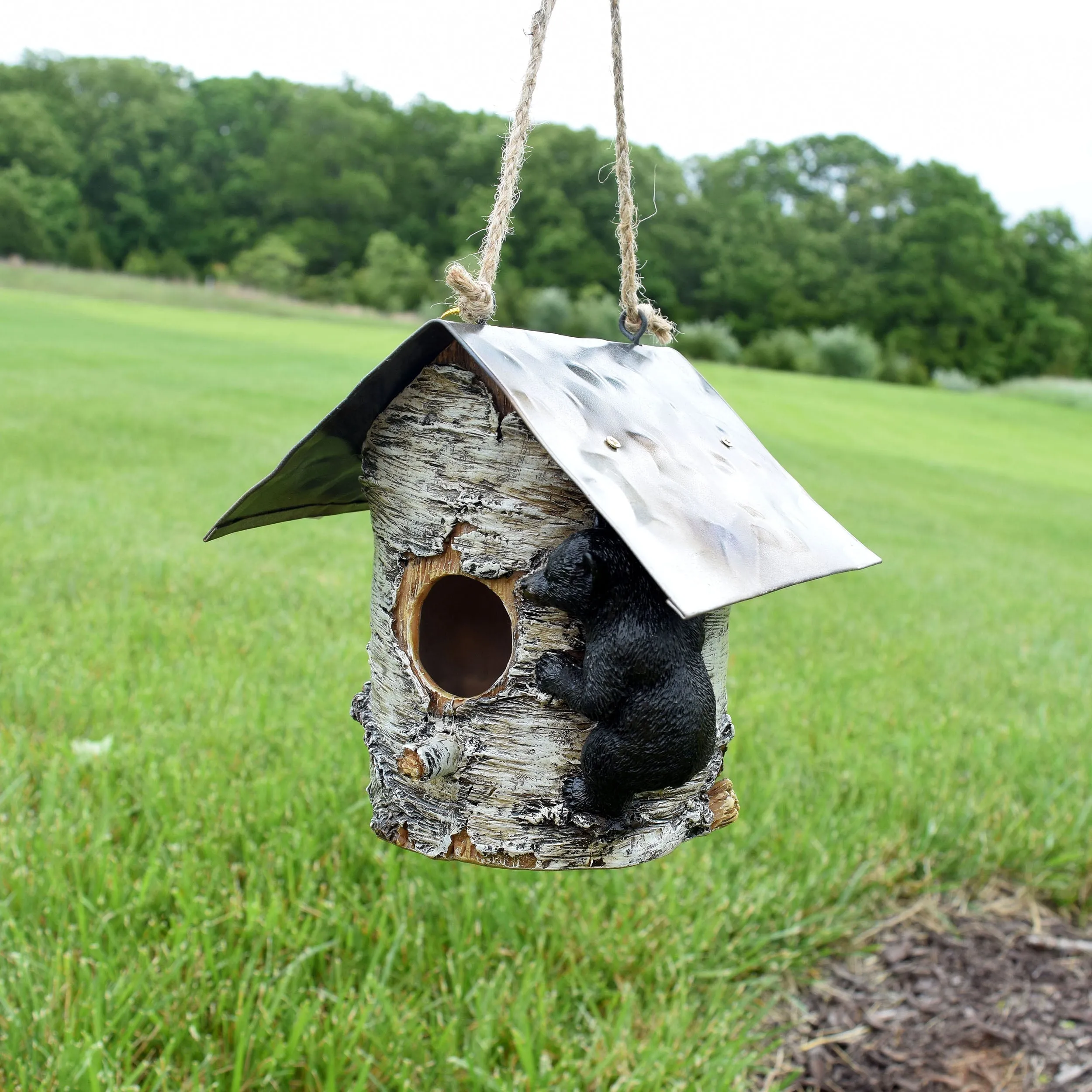 Birdhouse-Birch Tree and Bear