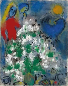 Blue CockAnd White Bouquet (Coq bleu et bouquet blanc) - Marc Chagall - Large Art Prints