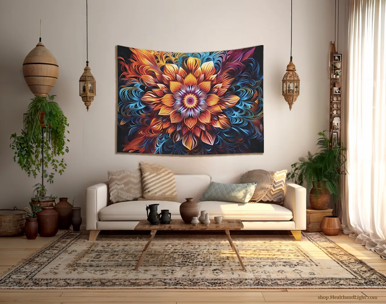 Boho Floral Wall Hanging Mandala Tapestry #2