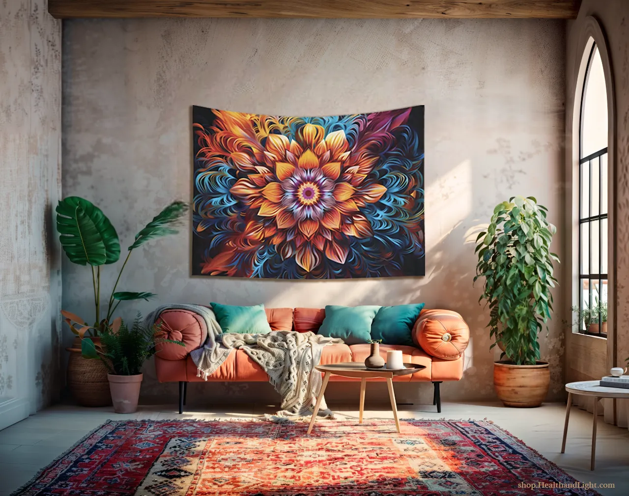 Boho Floral Wall Hanging Mandala Tapestry #2